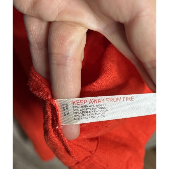 Free People Dress Mini Red Color Adjustable Straps Linen Rayon Beach Size XS - Picture 5 of 8